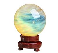 IDGTTLDF Citrine Crystal Ball with Stand Yellow Melting Stone Sphere for Scrying Mirror, Divination, Home Decoration,Diameter3.9