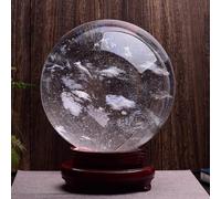 IDGTTLDF Clear Quartz Crystal Balls Glass Decorative Ball Smelting White Sphere with Stand Fengshui Ornaments Home Decor Prosperous Invite Wealth,140mm/5.5in