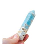 IDGTTLDF Crystal Hexagonal Point Wand Sky Blue Column Gemstone Polished Stone Home Decoration Ornaments (Size : 8-10cm)