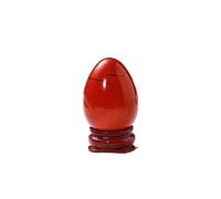 IDGTTLDF Egg Shape Ornament Quartz Oval Gem with Wood Base Health Decoration (Color : Red Jasper)