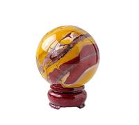 IDGTTLDF Eggs Yolk Quartz Ball Sphere Gemstone - Hand Carved Crystal Decorative with Wooden Stand Spiritual Cleansing Metaphysical Gift,Egg ball-50~55mm