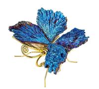 IDGTTLDF Electroplated Blue Tourmaline Butterfly Crystal Stones Statue Ornaments Crystals Gift for Home Decor Collection,Silver