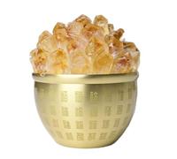 IDGTTLDF Feng Shui Brass Bowl, Crystal Cluster Stones,Golden Prayer for Prosperity & Luck, Home Office Desk Decoration,B