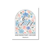 IDGTTLDF Floral Scripture Wall Art, “Be Still and Know That I Am God” Psalm 46 Print, Christian Bedroom, Living Room Decor Unframed,16x24inch(40x60cm)