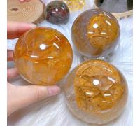 IDGTTLDF Golden Healer Crystal Sphere 6-7cm (2.4-2.8 inch) - Ball for, Balancing, Home Office Decor, Birthstone Wishing Balls