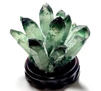 IDGTTLDF Green Quartz Crystal Cluster for, Points,Crystals Ornament for Feng Shui Home Decor and Gift,with Base,300g