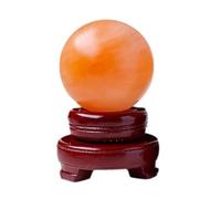 IDGTTLDF Gypsum Orange Crystal Ball Feng Shui with Wooden Stand for Healing/Divination/Chakra Balance/Yoga/Home/Office Decoration,60~65mm