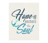 IDGTTLDF Hope Anchors The Soul - Inspirational Quote Wall-Art, Beach Themed Decor with Anchor for Rustic Coastal Living Room or Office Framed,12x18inch(30x45cm)