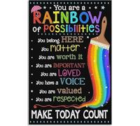 IDGTTLDF Inspirational Teacher Gift You Are A Rainbow Of Possibilities Vintage Tin Sign For Classroom School Office 8 X 12 in