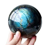 IDGTTLDF Labradorite Crystal Ball with Stand Sphere Rock Quartz Feng Shui for Meditation/Healing/Divination/Yoga/Decoration,60mm