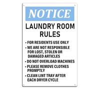 IDGTTLDF Laundry Room Rules Sign Metal Tin Sign For Residents Use Only Retro Vintage Warning Wall Decor for Apartment Basement Utility Room 8 X 12 inch