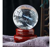 IDGTTLDF Melting White Clear Quartz Crystal Ball Beautiful Decorative Balls Sphere for Feng Shui Home Decor Prosperous Love Invite Wealth,12cm/4.7in