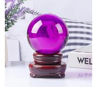 IDGTTLDF Multi Color Transparent Crystal Ball Ornaments Home Decorations Paperweight Feng Shui Base,Purple,100mm