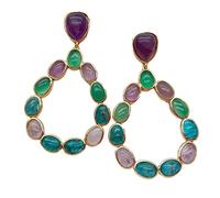 IDGTTLDF Oval Green Agate Amethyst Apatite teardrop Gold Filled Stud Earrings luxury earrings for women