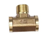 IDGTTLDF Pneumatic Plumbing Brass Pipe Fitting Male/Female Thread G1/8 G1/4 G3/8 G1/2 Tee Type Copper Fittings Water Oil Gas (3/8")