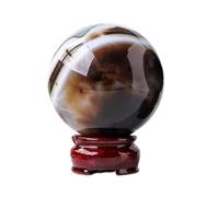 IDGTTLDF Polished Black and White Striped Agate Crystal Ball Gemstone Sphere Home Office Decorative Balls Feng Shui Ornament,70-75mm
