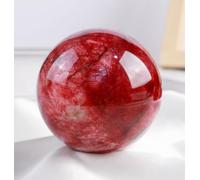 IDGTTLDF Red Moonlight Ball with Wooden Stand,Gemstone Sphere Crystal Divination Stone for Magic,Family Decorative,Witchy Gifts,6.5~7cm