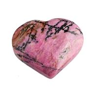 IDGTTLDF Rhodonite Crystal Heart Palm Stone, Shaped Love Polished Carving Crystals for Balancing Home Decoration,4~5cm