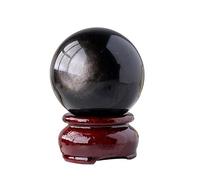 IDGTTLDF Silver Obsidian Crystal Ball 55-75mm - Mystical Feng Shui for and, Halloween Decor, Divination Stone,65mm