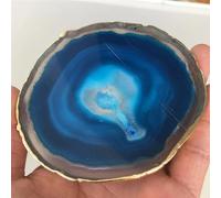 IDGTTLDF Stone Blue Crystal Agate Plate Geode Slice Coasters(1pcs)