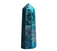 IDGTTLDF Stone Crystal Blue Apatite Single Point Wand Polished Gemstone Aura Hexagonal Obelisk Column Home Desk Decoration(150-200g)