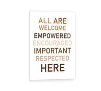 IDGTTLDF We Belong Diversity & Inclusion Poster, Motivational Wall Art for Classroom, All Are Welcome Canvas Print for School, Home Decor Framed,08x12inch(20x30cm)