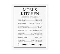 IDGTTLDF We Never Close Mom's Kitchen Metal Sign - Rustic Farmhouse Wall Decor with Funny Quote, Ready to Hang Kitchen Art for Home Framed,12x18inch(30x45cm)