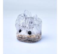 IDGTTLDF White Crystal Cluster Ornament,Hand Carved Clear Quartz Hedgehog Carving Stones for Fish Tank, Flower Pot, Table Decor,Small