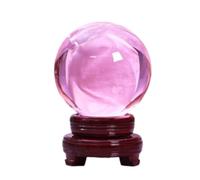 IDGTTLDF White Transparent Crystal Ball Ornaments can Rotate Yellow Glass Purple Powder Blue Living Room Office Fortune Decorations,Pink-120mm