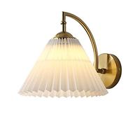 IDHBGJD Applique Murale plissée en Tissu rétro de Style américain en Fer forgé à LED, Applique Murale décorative Simple et Moderne pour Salon, Chambre à Coucher, Lampe de Chevet (Couleur : Abricot)