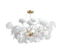 IDHBGJD D39.3 Lustre à Branches Rondes doré pour Salle à Manger, Chambre à Coucher, lustres Modernes avec Feuilles de Ginkgo, Suspension de Luxe, luminaire Suspendu pour îlot de Cuisine, Salon