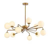 IDHBGJD Éclairage 12 lumières Moderne Spoutnik Lustre Globe en Verre Pendentif Luminaire géométrique en Laiton brossé Lustre pour îlot de Cuisine Salon Foyer