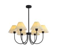 IDHBGJD Éclairage Lustre de Ferme Moderne Lustre Spoutnik Noir Luminaire Lustre en Tissu Blanc Plafonnier Lustre plissé Vintage Lustres Traditionnels pour Salle à Manger