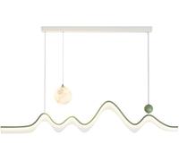 IDHBGJD Éclairage Suspendu LED Moderne Longue Bande Lustre linéaire Vague lumière Impression 3D Boule de Lune minimalisme Vert Noir éclairage Blanc Plafond Lampe Suspendue Foyer
