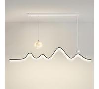 IDHBGJD Éclairage Suspendu LED Moderne Longue Bande Lustre linéaire Vague lumière Impression 3D Boule de Lune minimalisme Vert Noir éclairage Blanc Plafond Lampe Suspendue Foyer