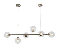 IDHBGJD Lampe à Suspension de Plafond Moderne Spoutnik avec Globes en Verre d'un Demi-siècle, Lustre réglable avec 6 lumières à Suspendre sur Un îlot de Cuisine, Un Salon (Argent + Transparent)