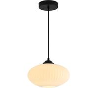 IDHBGJD Lampe Suspendue en Verre de Lait Noir et Blanc du Milieu du siècle Moderne, dôme de 9,8 Pouces, Base 5,5 Pouces H E27, Utilisation intérieure, Salle à Manger, Salon, îlot de Cuisine