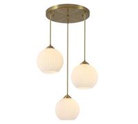 IDHBGJD Luminaire Suspendu à 3 Lampes en Verre de Lait, Lustre Moderne du Milieu du siècle, luminaire Suspendu Rond en Or, luminaire de Plafond pour Salle à Manger de Ferme