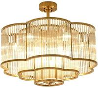 IDHBGJD Luminaire Suspendu - Lustre en Cristal de Style postmoderne de Luxe Rond LED Abat-Jour en Verre luminaire Suspendu Hall d'entrée
