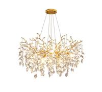IDHBGJD Lustre de Branche d'arbre de Luxe Moderne rectangulaire en Cristal, luminaire Suspendu en Forme de Goutte de Pluie, doré, Grand îlot de Cuisine, luminaire Suspendu pour Salon, Salle à Manger,
