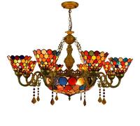 IDHBGJD Lustre de Style Tiffany 8 têtes 6 Pouces Plafonnier en vitrail Disques éblouissants Décor Vintage Lampe à Suspension en Cristal pour Salle à Manger Salon Chambre Restaurant Couloir