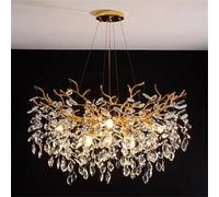 IDHBGJD Lustre en Cristal de Branche d'arbre de Luxe lustres dorés Modernes éclairage Suspendu en Cristal lustres Suspendus contemporains pour Salle à Manger Cuisine Chambre Salon D60 cm