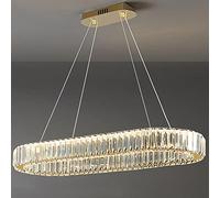 IDHBGJD Lustre en Cristal Moderne Ovale LED plafonnier encastré en Acier Inoxydable luminaires Suspendus pour Chambre à Coucher Salle à Manger Salon (80 cm)