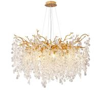 IDHBGJD Lustre en Cristal Rond de Luxe - Design Moderne en Forme de Branche d'arbre d'argent doré D100 cm pour Salle à Manger, Chambre à Coucher et Salon