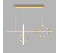 IDHBGJD Lustre Moderne à intensité Variable LED, Pendentif linéaire, Anneau à Longue Bande, Lampe Suspendue au Plafond, en métal Noir, luminaires industriels Suspendus pour Foyer