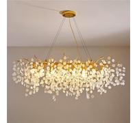 IDHBGJD Lustre Moderne en Cristal doré de 100 cm, Grands lustres rectangulaires pour Salle à Manger, lustres en Cristal, luminaires sur Branches de Table et plafonniers en Cristaux