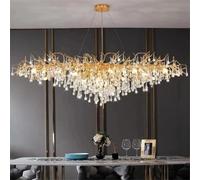 IDHBGJD Lustre Moderne en Cristal doré - Design Goutte de Pluie et Branche d'arbre, Grand luminaire Suspendu de Luxe pour Salle à Manger, Salon, Chambre à Coucher, Haut Plafond, entrée/Hall d'entrée