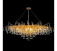 IDHBGJD Lustre rectangulaire en Cristal Moderne Branche d'arbre Lustre Goutte de Pluie luminaires Grand îlot de Cuisine luminaire Suspendu pour Plafond Haut Salle à Manger Hall - L100CM Or