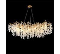 IDHBGJD Lustres en Cristal Modernes Or Argent Branche d'arbre Lustre Pendentif éclairage Haut Plafond luminaires pour Salle à Manger Chambre Salon rectangulaire L100 cm