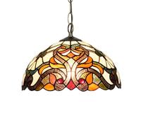 IDHBGJD Plafonnier de Style Tiffany 12 Pouces en vitrail Suspendu Rouge Baroque décor Vintage Lustre pour îlot de Cuisine Salle à Manger Salon Chambre Couloir